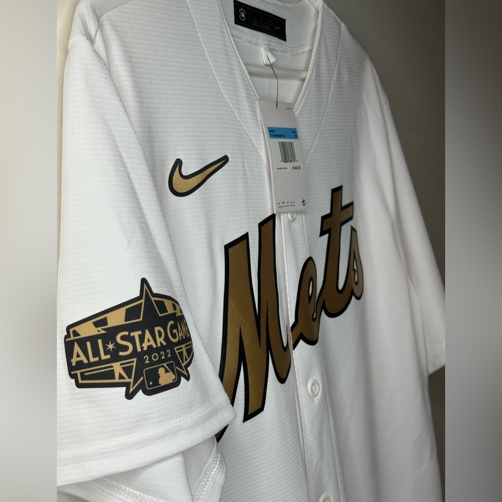 Nike White and Gold New York Mets Baseball Jersey Size M
